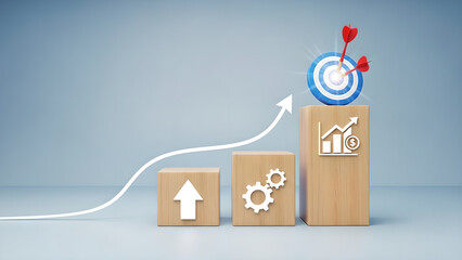 Business Growth Strategy Target Success Copy Space 3D
