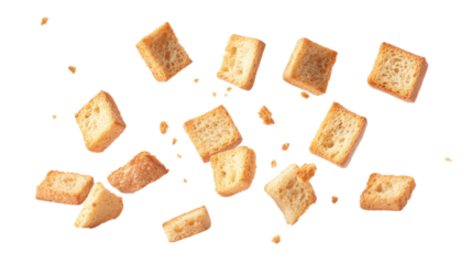 A pile of bread crumbs flying through the air