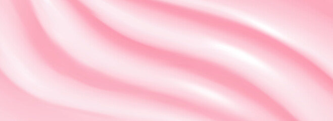 Creamy pink dessert background with glossy frosting drips and smooth flowing waves.