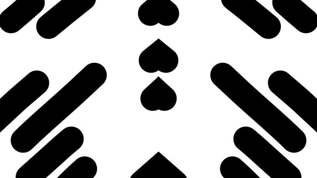Animated black decorative lines is moving. Mirror reflection. Linear background. Looped video. Vector illustration isolated on white background.