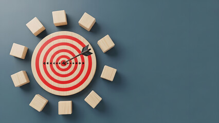 Target Arrow Goal Success Strategy Red White Wood Blue Copy Space