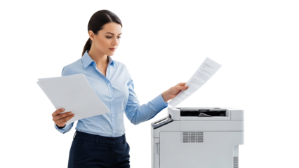 A woman putting paper in the copier