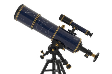 Telescope with constellation pattern on transparent background