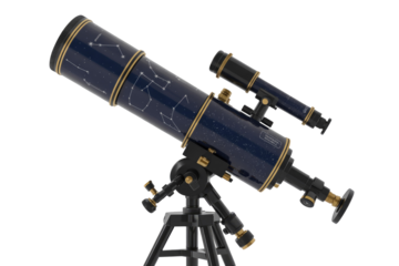 Telescope with constellation pattern on transparent background