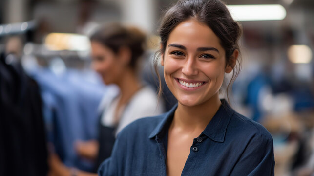 Faceless fashion designer and colleague at workshop sustainable clothing production circular economy practice eco friendly design development textile recycling collaboration - Powered by Adobe