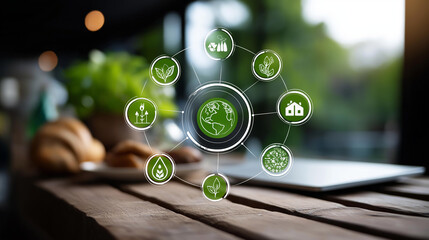 Circular economy icons symbols display eternity concept visualization endless unlimited system sustainable business growth environmental future development