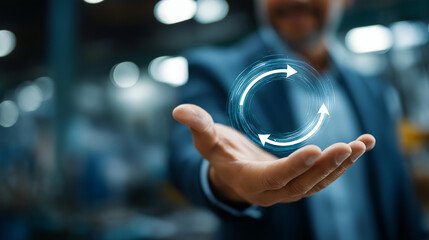 Industry concept of circular economy visualization manufacturing sustainability system production resource efficiency waste reduction strategy eco friendly industrial