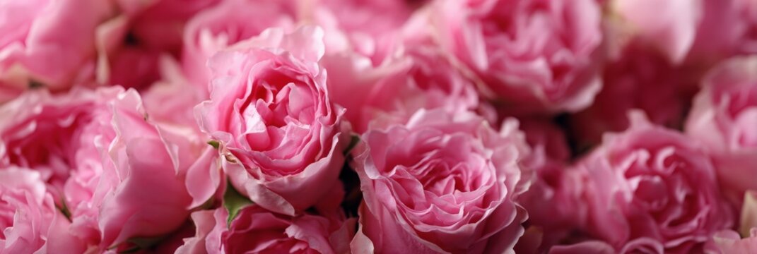 Close-up of vibrant pink roses in full bloom - Powered by Adobe