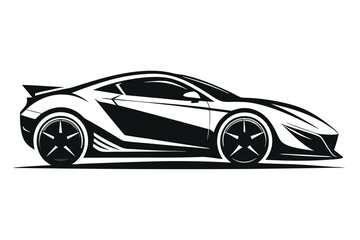 Fototapeta premium Sleek black sports car side profile design illustration graphic