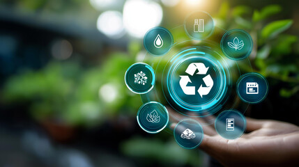 Circular economy supports sustainable development visualization waste reduction concept reuse promotion system efficiency boost strategy innovation drive display