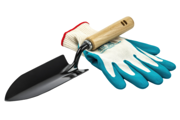 Trowel and Gardening Gloves Isolated