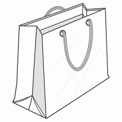 Illustration of a white shopping bag with white background.