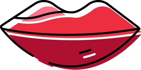 Red lips line art drawing with makeup concept