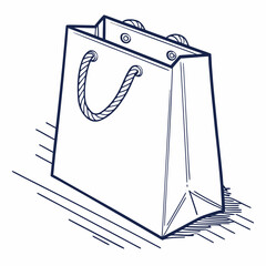 Illustration of a white shopping bag with white background.