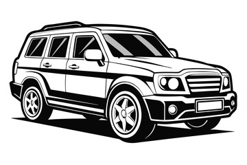 Black and white suv illustration family vehicle design transportation graphic