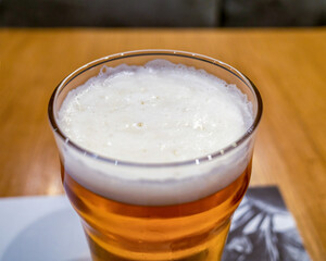 Top View Light Beer Head Foamy Close Up Texture