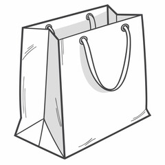 Illustration of a white shopping bag with white background.