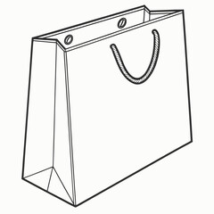Illustration of a white shopping bag with white background.