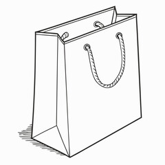 Illustration of a white shopping bag with white background.