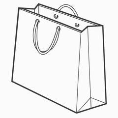 Illustration of a white shopping bag with white background.