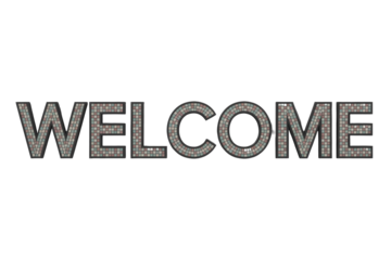 Welcome Text with Mosaic Pattern on Transparent Background