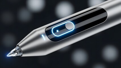 Precision stylus with illuminated power button for digital art and design on electronic devices