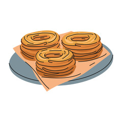 Kataifi roll or arabic pastry, arabian dessert food. Vector middle east meal or mediterranean dish. Shredded dough confectionery. Treat or sweets for cooking. Layered nutrient. Kadaif or kadayif dish.