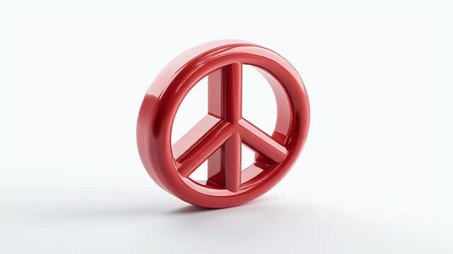 Red peace symbol on white background, a symbol of peace.