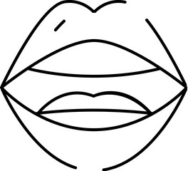 Open mouth line art expressing communication talking concept