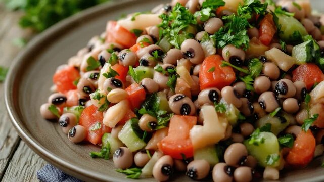 Video A plate of black eyed peas and tomatoes, a simple yet nutritious meal