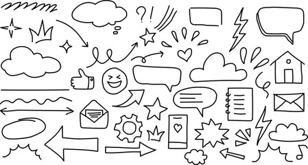 Hand Drawn Doodle Elements For Design And Communication