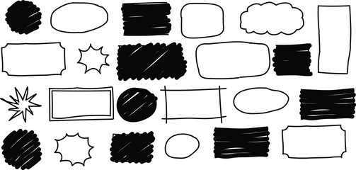 Hand Drawn Doodle Shapes and Speech Bubbles text box