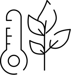 Plant growth temperature line icon illustration