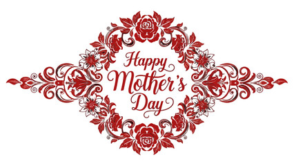 Elegant red floral design with the text 