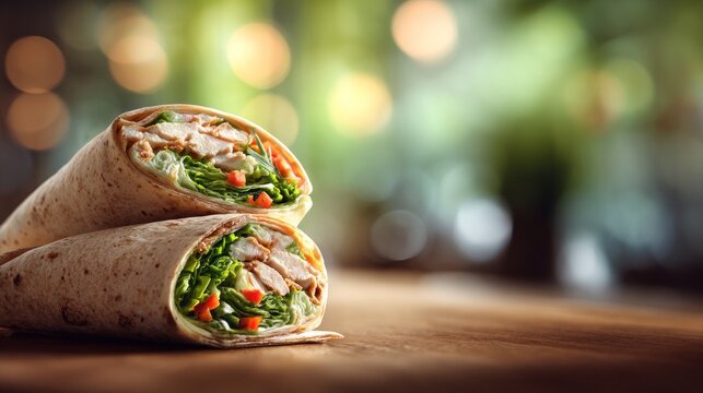 Delicious chicken wraps with fresh ingredients