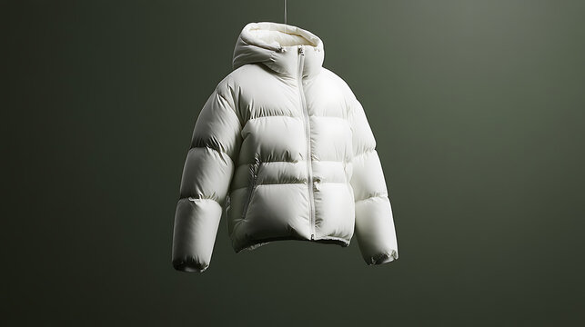 Cozy elegance in white:  A stylish puffer jacket with a warm hood, ready for winter adventures. Lightweight insulation for maximum comfort & chic design.