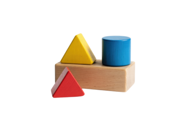 Wooden Geometric Shapes on Black Background