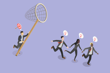 3D Isometric Flat Vector Illustration of Customer Acquisition, Concept Of Retaining Clients For Business Success