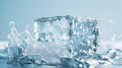 Ice cream encased in frosty clear ice with detailed refractions for cool and refreshing concepts