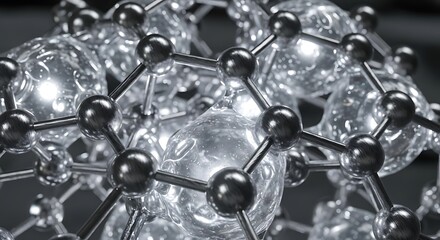 Captivating close-up of an intricate molecular lattice with luminous, interconnected spheres, representing advanced material science and technological innovation