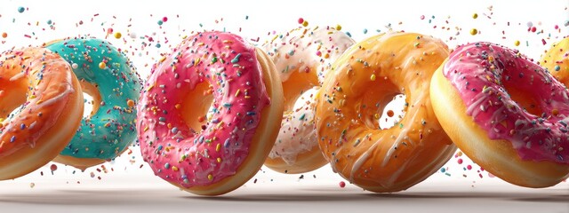 donut background pattern cute sweet doughnut cake cream texture pink dessert seamless. confetti donut background pattern candy birthday food pastel ice bakery white simple dot rainbow children card