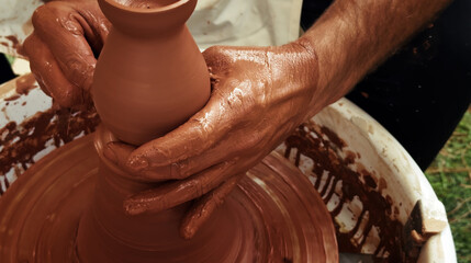 Working With Clay Pot in Ceramic Workshop