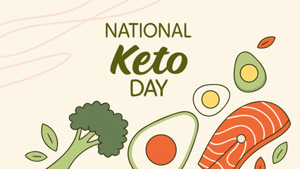 National Keto Day illustration with healthy food elements