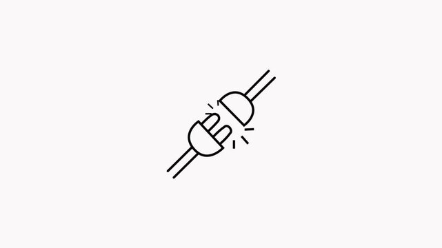 Electric plug black icon symbol. Connection, socket with a plug, icons.Concept of 404 error connection.Electric  Plug with wire simple glyph pictogram symbol.