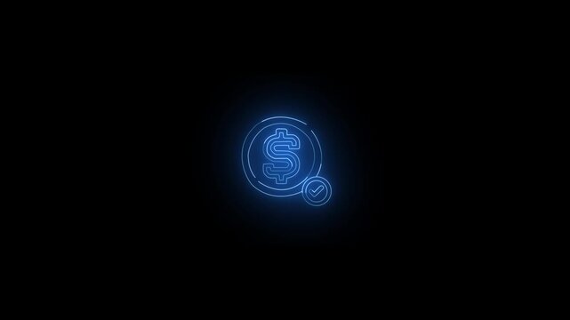 blue neon dollar sign isolated on transparent background. dollar icon for your web site design, logo, app, UI. flat style. dollar symbol. us dollar sign.