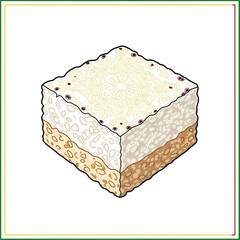 Delightful layered dessert featuring creamy textures, crunchy nuts, and sweet fruit accents, perfect for culinary inspiration.