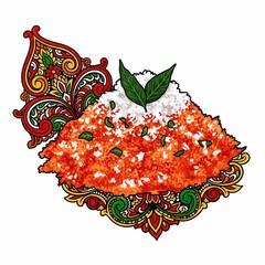 Vibrant Indian sweet delight with ornate decorative border, perfect for festive celebrations and culinary promotions