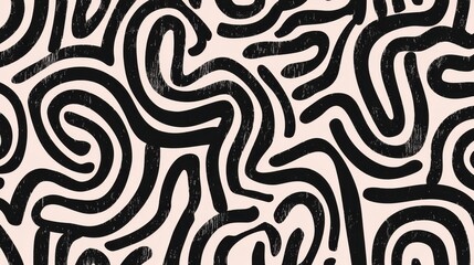 Fototapeta premium The artwork displays a series of black lines creating twisting and looping shapes on a light background. The pattern is filled with various forms that provide visual interest.