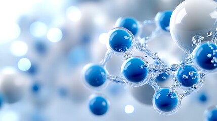 Fascinating close-up of water molecules beautifully illustrated. This image showcases a glossy and modern style, perfect for educational and scientific projects.