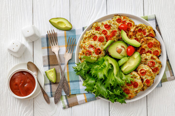 minced chicken cherry tomatoes patties on a plate